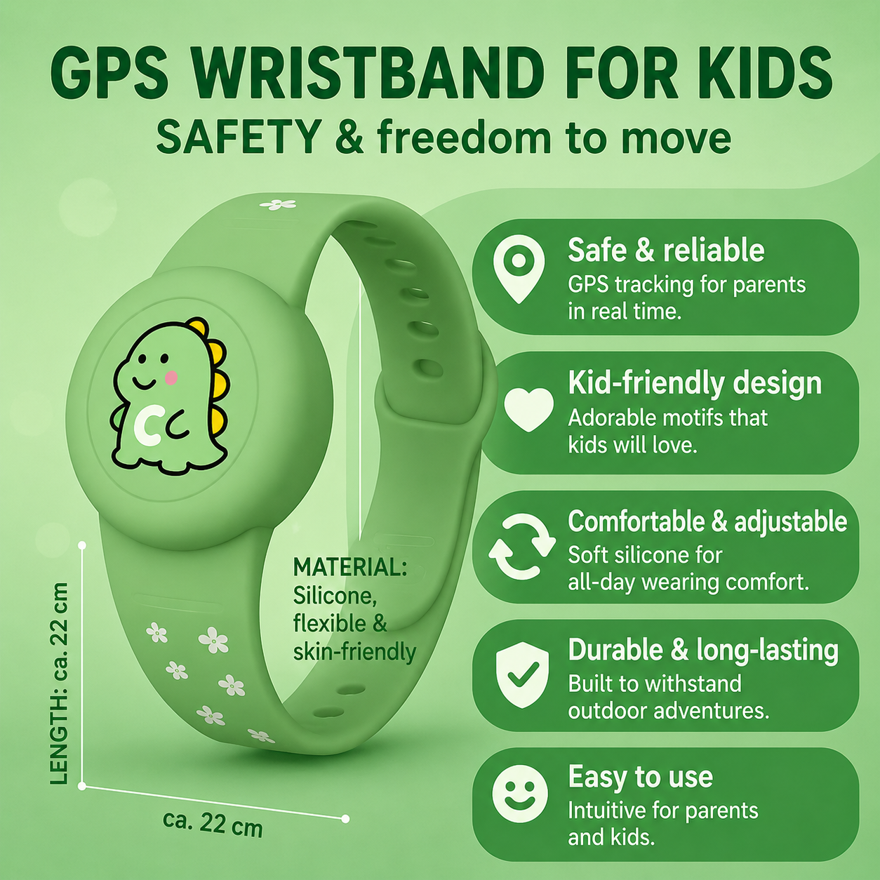 Bracelet Connecté Enfant Compatible AirTag Silicone Ajustable Sécurité Traçabilité École Parc Vacances | Koossa