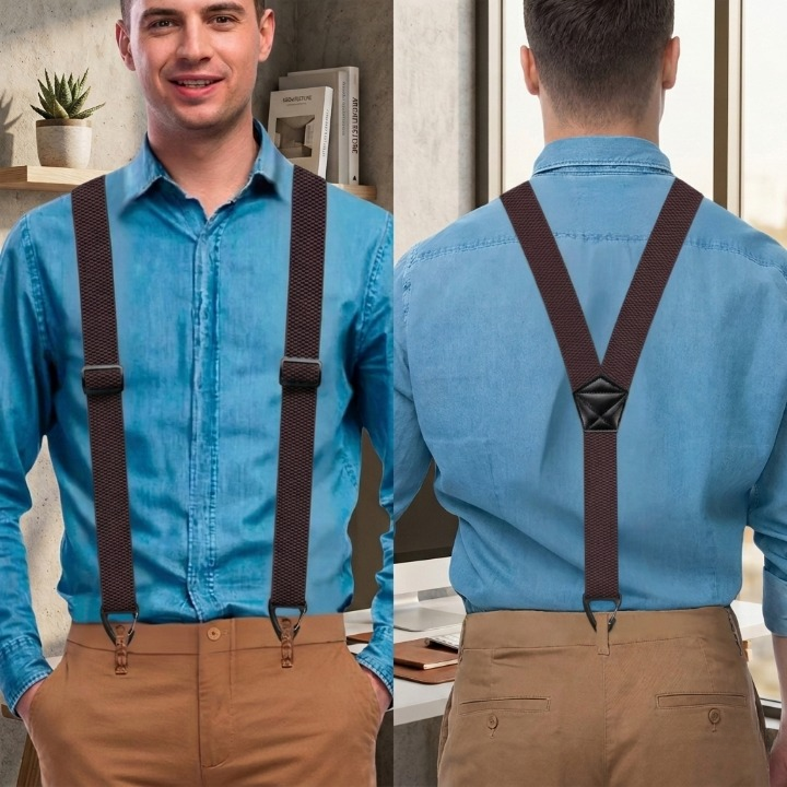 Bretelles Homme Réglables à Crochets Métal – 3,8 cm – Dos en X ou Y – Élégance et Confort au Quotidien | Koossa