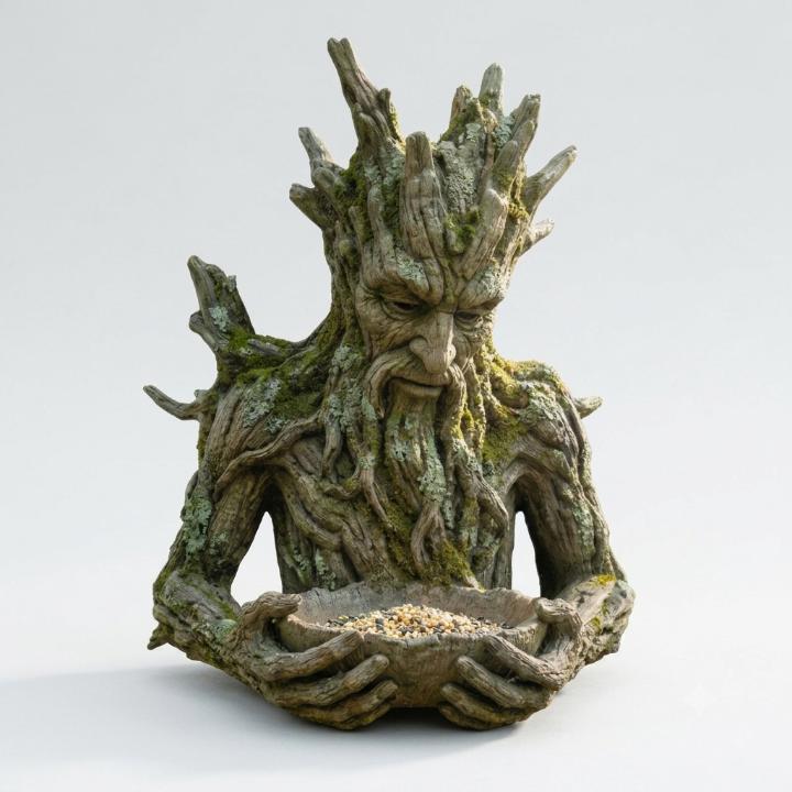 Mangeoire murale visage d'arbre en résine pour oiseaux sauvages décoration jardin extérieur sculpture nature | Koossa