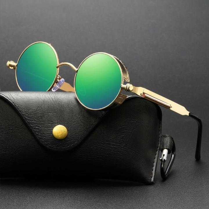 Polarized Round Sunglasses UV400 Metal Frame Vintage Gothic Industrial Style for Men & Women, Driving, Travel, Everyday Outdoor Wear | Lonoma