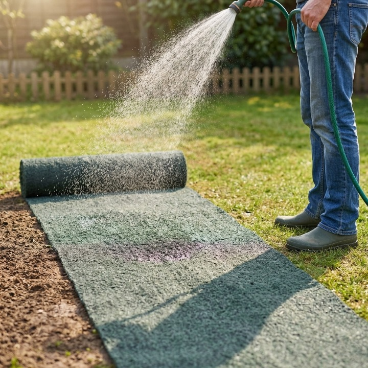 Biodegradable Grass Seed Mat 118 × 7.9 in for Lawn Bare Spot Repair Erosion Control Roll-Out Turf Restoration Eco-Friendly Garden Seeding | Lonoma