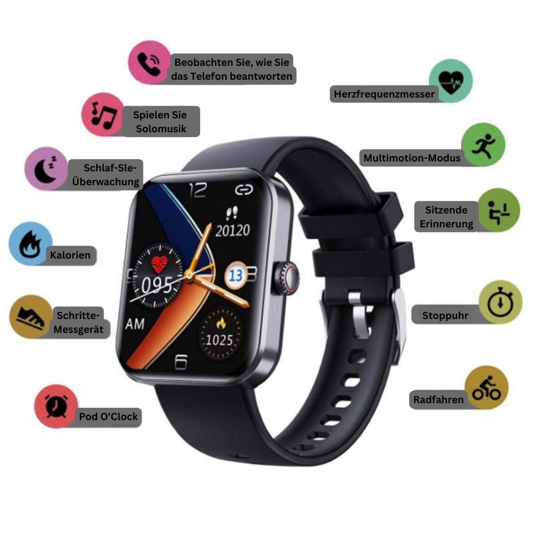 Non-Invasive Glucose Monitoring Smartwatch — Health Tracker with Heart Rate & Blood Pressure for Wellness | Koossa