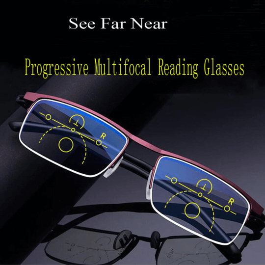 Progressive Multi-Focus Reading Glasses in Black — Adaptive Vision Eyewear for Reading, Driving & Everyday Wear | Koossa