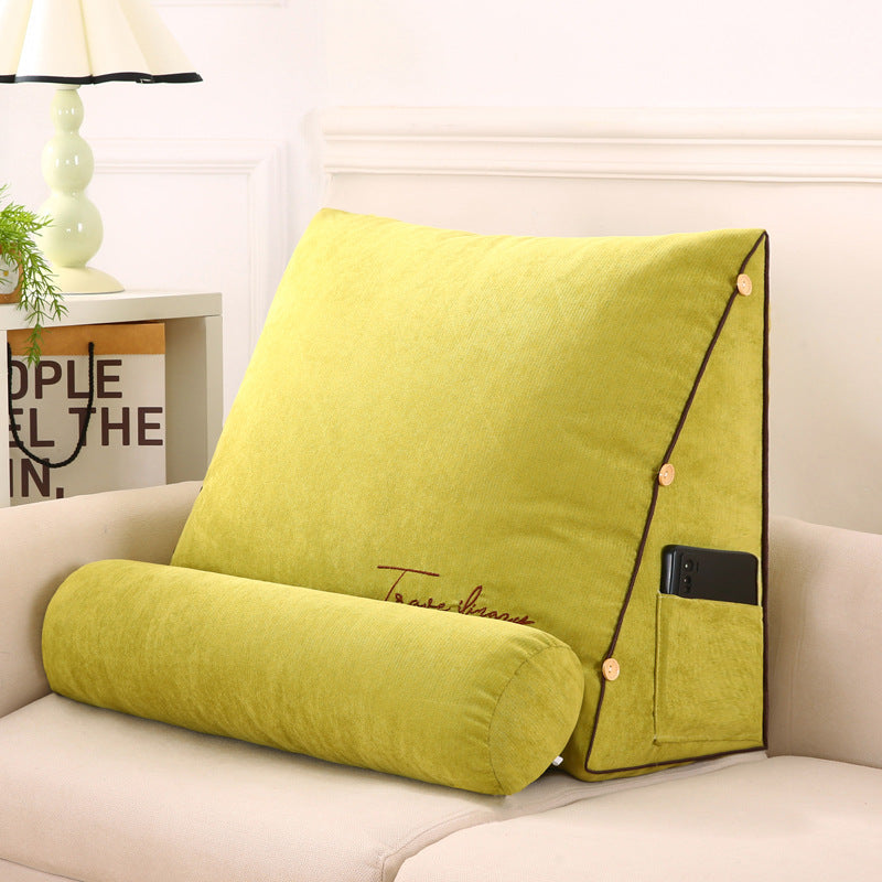 Triangular Back Support Cushion with Side Pocket for Bed and Couch – Ergonomic Wedge Pillow for Reading, TV Watching, Lumbar & Neck Relief | Lonoma