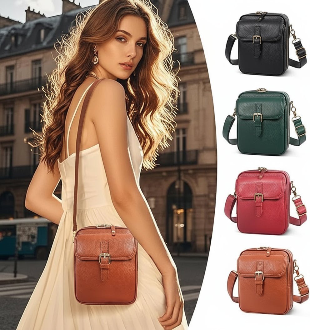 Sac Bandoulière Carré en Cuir avec Système Anti-Effraction pour Quotidien Urbain Professionnel et Déplacements | Koossa