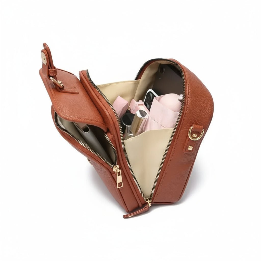 Sac Bandoulière Carré en Cuir avec Système Anti-Effraction pour Quotidien Urbain Professionnel et Déplacements | Koossa