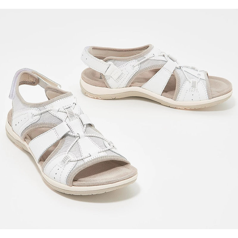 Women's Supportive Walking Sandals with Adjustable Strap in Light Blue, Pink, Black, White, Red & Coffee | Koossa