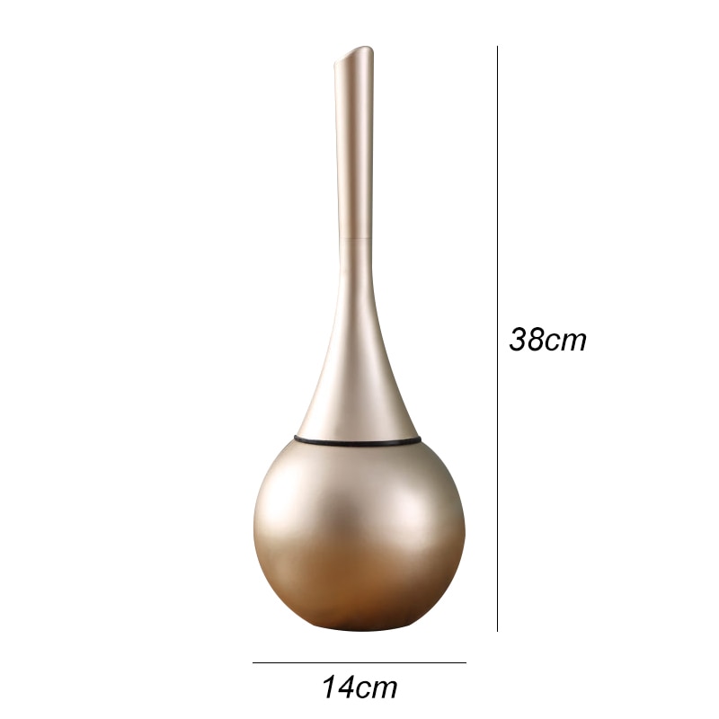 Freestanding Toilet Brush Holder Set 16 in Tall, ABS & Stainless Steel Bathroom Toilet Bowl Brush, Copper or Silver Finish, Compact Design | Lonoma