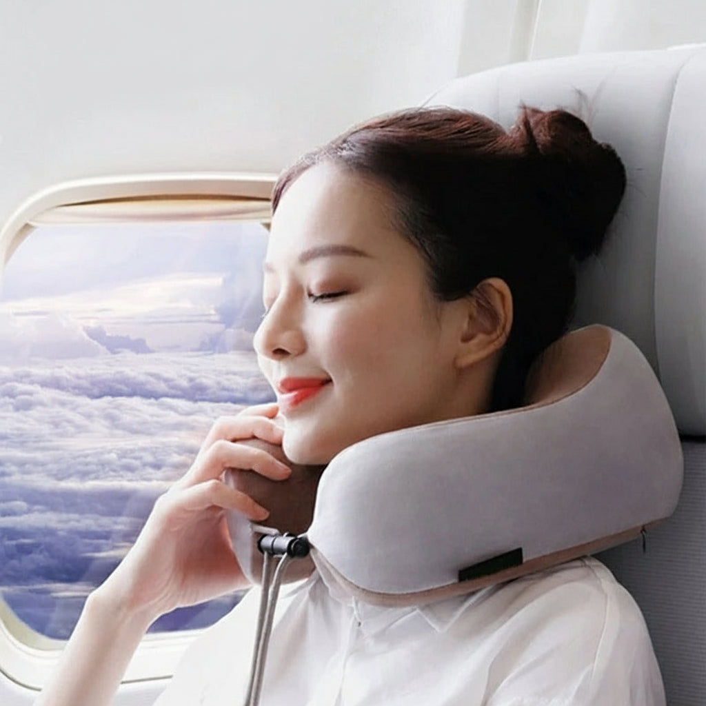 Rechargeable Heated Neck & Shoulder Massage Cushion — Ergonomic Relief Pillow with Vibration & Kneading | Koossa