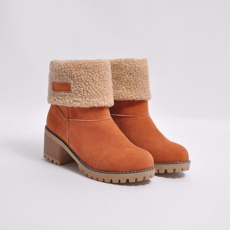 Women's Foldover Ankle Boots in Black, Brown & Grey for Autumn Days | Warm Block Heel Winter Footwear with Cushioned Lining | Koossa