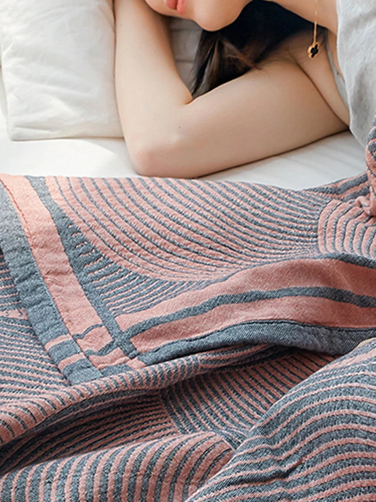 Cotton Muslin Summer Blanket Lightweight Throw 4-Layer Gauze Bedspread for Couch Sofa Bed Queen King Size 59×79 or 79×90 Inch | Lonoma