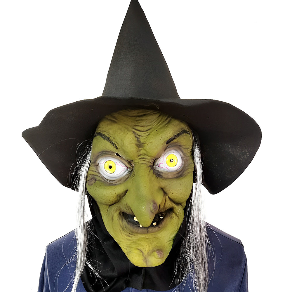 Full Head Character Mask with Hair Realistic Latex Halloween Costume Mask for Adults Cosplay Party Theater Old Man Woman Santa Claus Witch | Lonoma