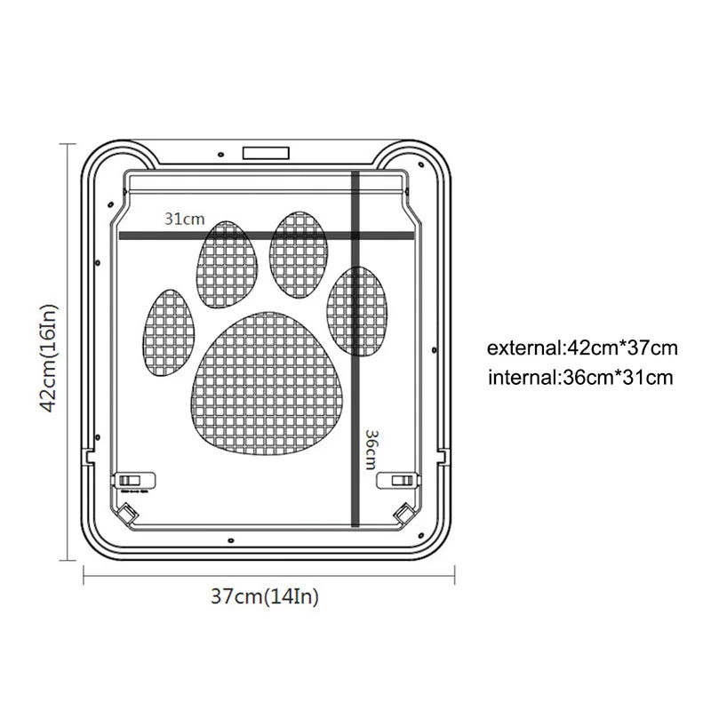 Dog Door for Screen Door Large 4-Way Locking Pet Flap Window Insert Mesh Gate Cat Tunnel Free Access | Koossa