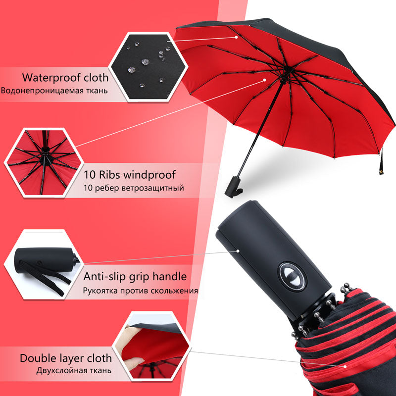Inverted Automatic Umbrella Windproof Reverse Fold Rain Protection for Commute Travel Outdoor Men Women 6 Colors UV Block | Lonoma
