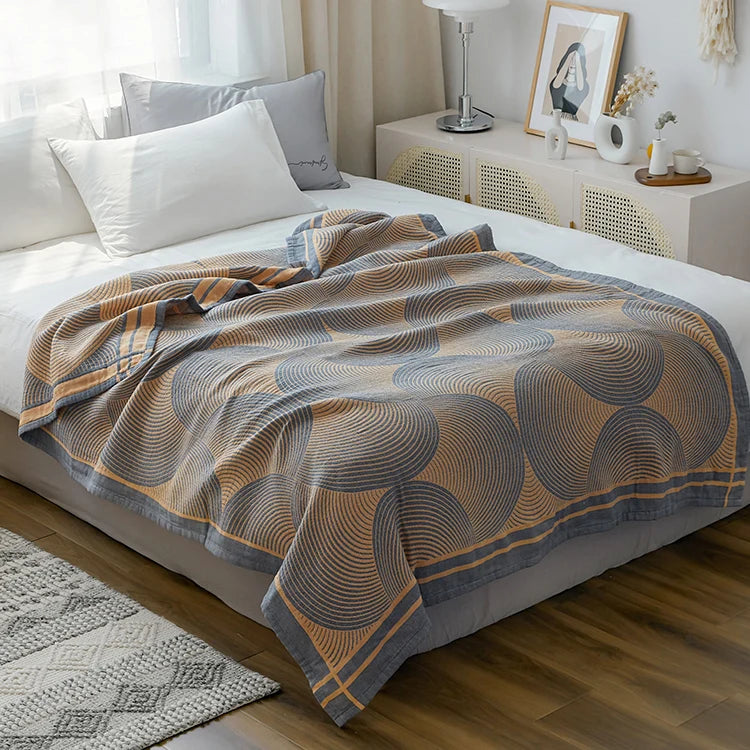 Cotton Muslin Summer Blanket Lightweight Throw 4-Layer Gauze Bedspread for Couch Sofa Bed Queen King Size 59×79 or 79×90 Inch | Lonoma