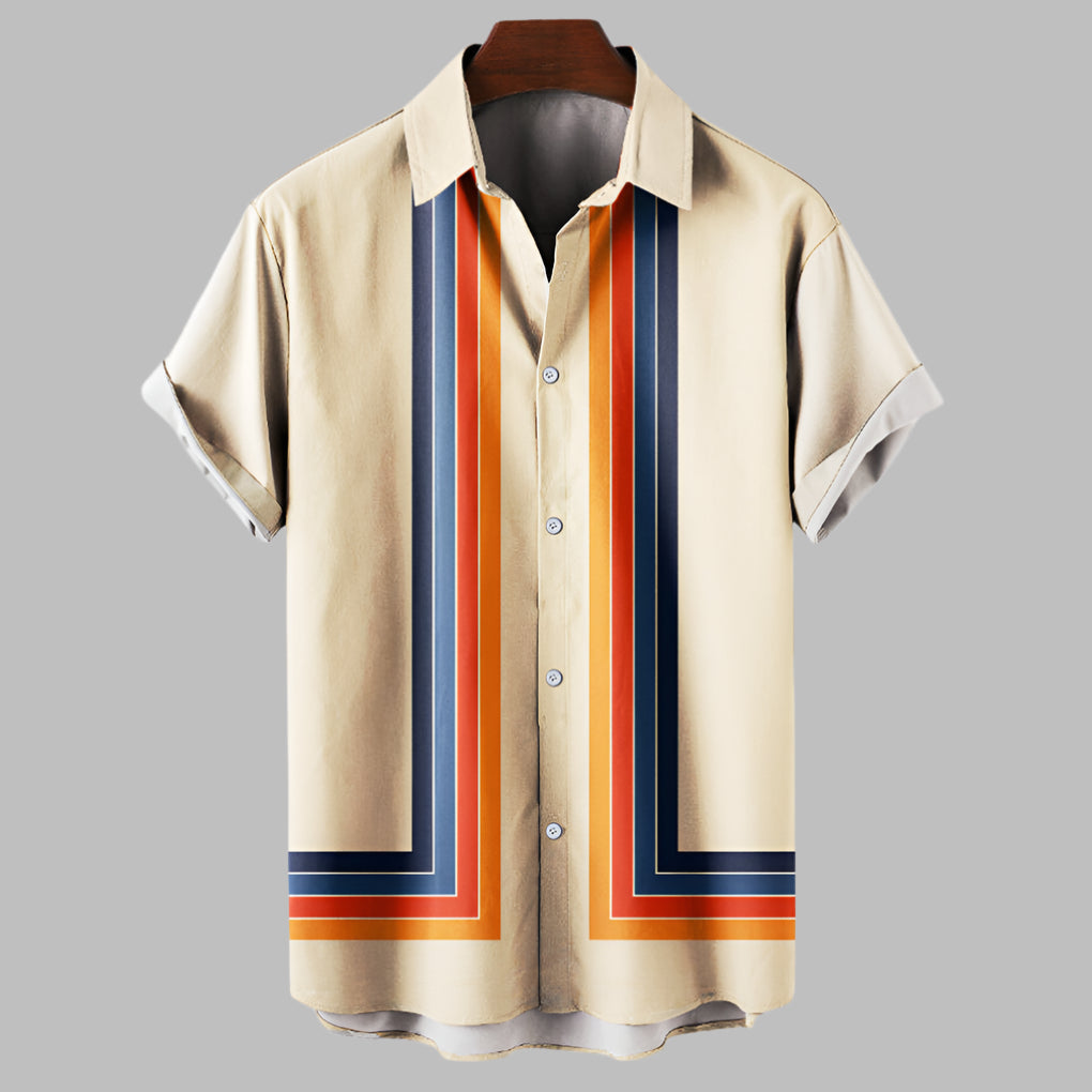 Men's Relaxed Fit Short Sleeve Shirt — Boxy Retro Summer Shirt with Button Front & Breathable Weave | Koossa