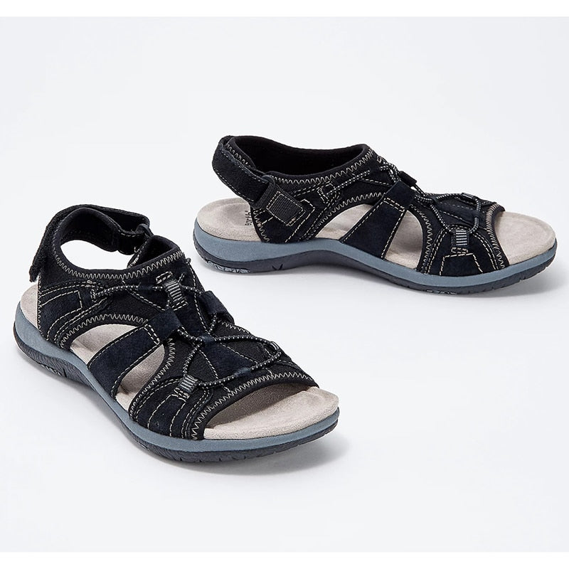 Women's Supportive Walking Sandals with Adjustable Strap in Light Blue, Pink, Black, White, Red & Coffee | Koossa