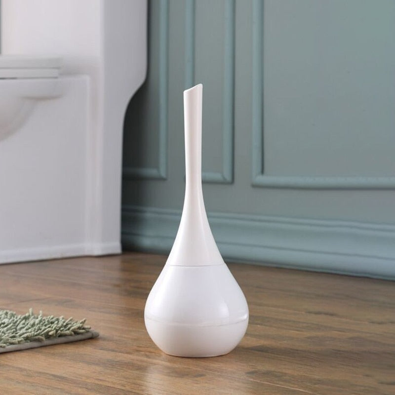 Freestanding Toilet Brush Holder Set 16 in Tall, ABS & Stainless Steel Bathroom Toilet Bowl Brush, Copper or Silver Finish, Compact Design | Lonoma
