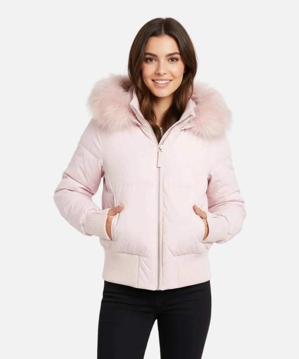 Women's Quilted Winter Puffer Jacket with Detachable Faux Fur Hood — Insulated Warm Coat for Autumn & Winter | Koossa