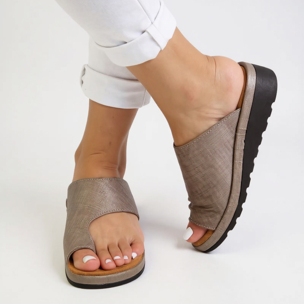 Toe-Post Sandals with Supportive Footbed in Metallic and Neutral Tones | Koossa