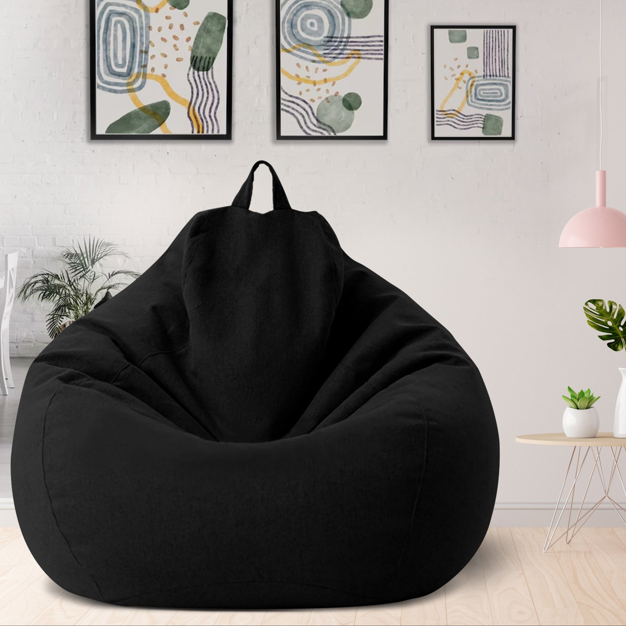 Housse de pouf poire en lin pour adulte et ado sans rembourrage ergonomique au design minimaliste moderne | Koossa
