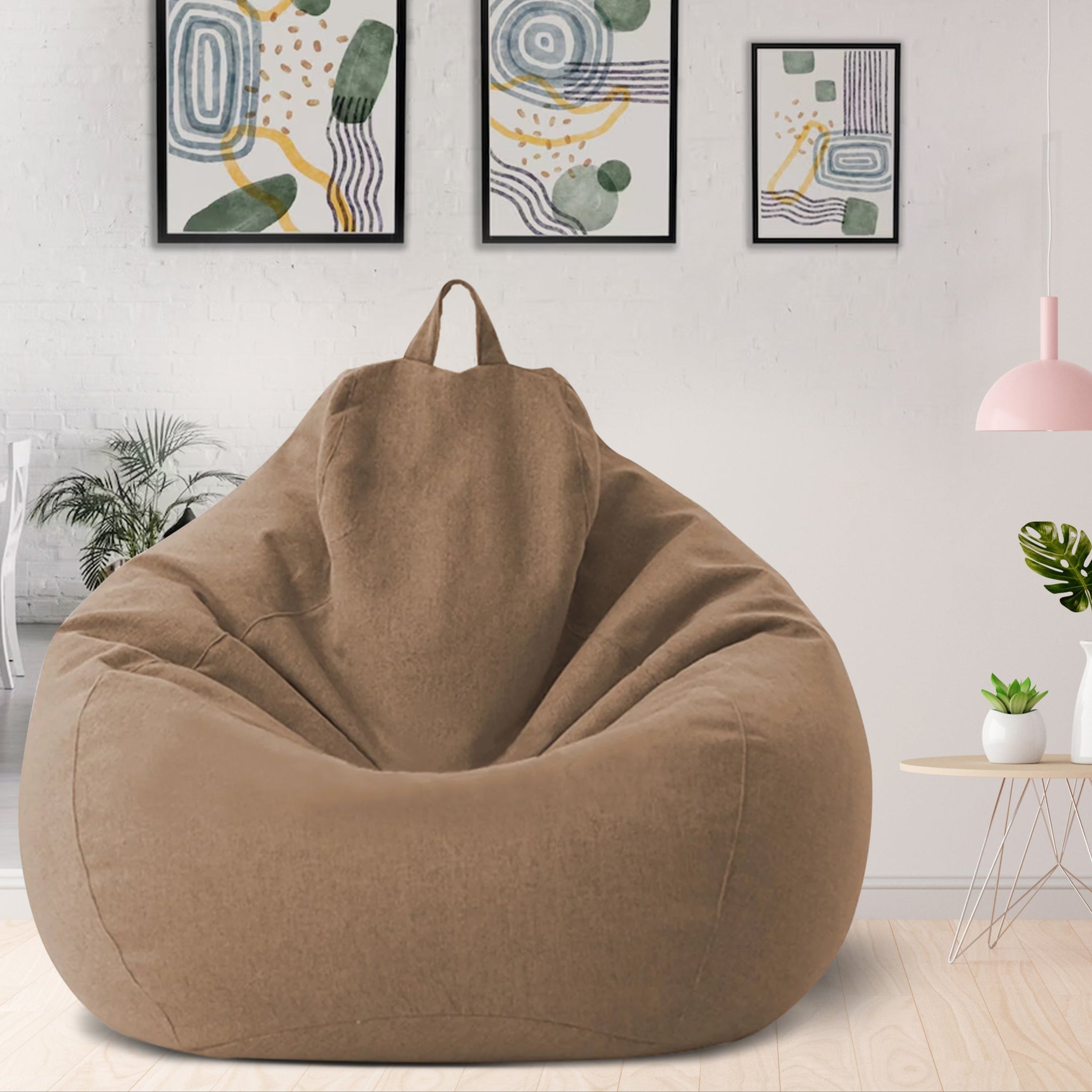 Housse de pouf poire en lin pour adulte et ado sans rembourrage ergonomique au design minimaliste moderne | Koossa