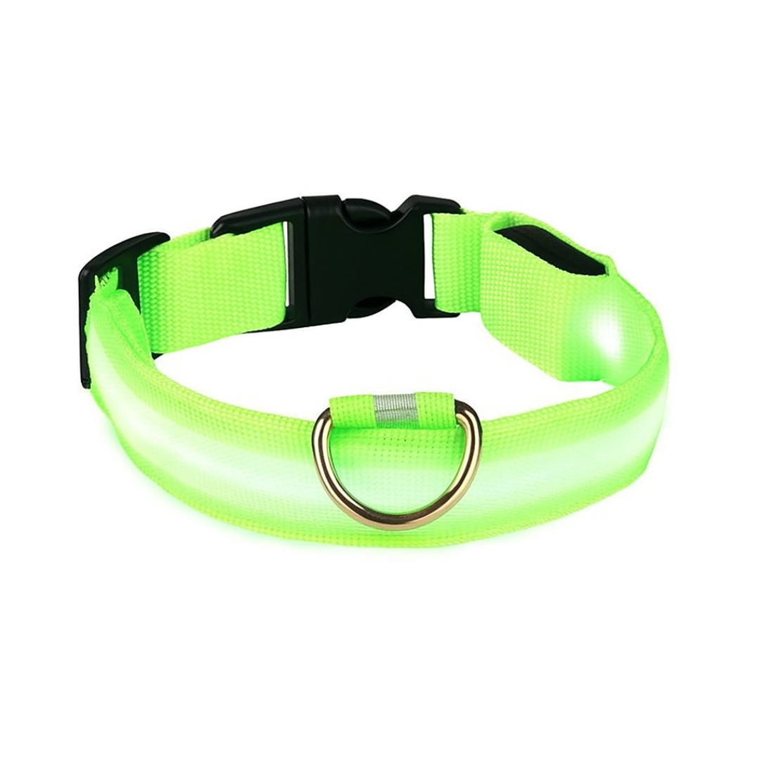 LED Dog Collar USB Rechargeable Nylon Reflective Waterproof Night Safety XS XL Adjustable Pet Collar Visibility Walking | Koossa
