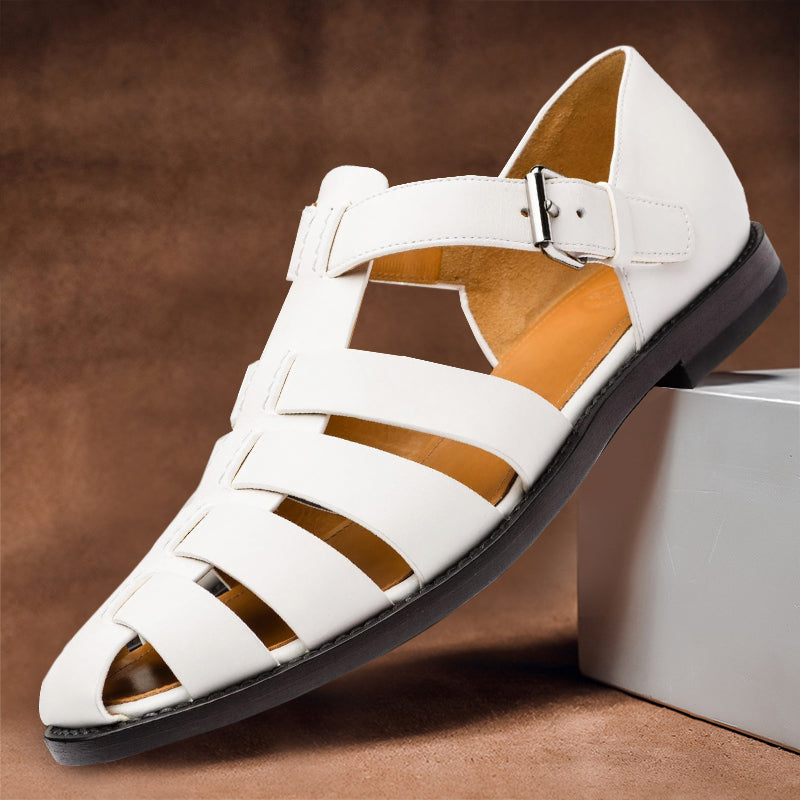 Men's Open-Toe Leather Sandals — Classic Summer Footwear for Smart Casual & Holiday Occasions | Koossa