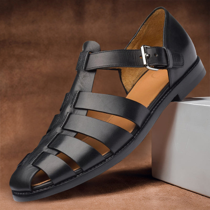 Men's Open-Toe Leather Sandals — Classic Summer Footwear for Smart Casual & Holiday Occasions | Koossa