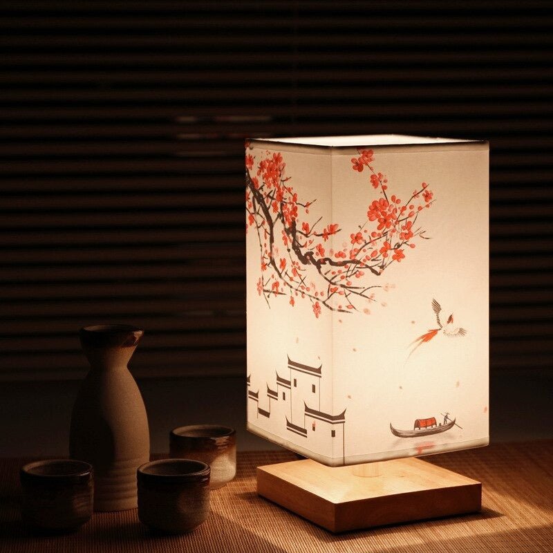 Lampe de chevet bambou tressé style Japandi zen pour chambre bureau éclairage d'ambiance bois naturel apaisant | Koossa