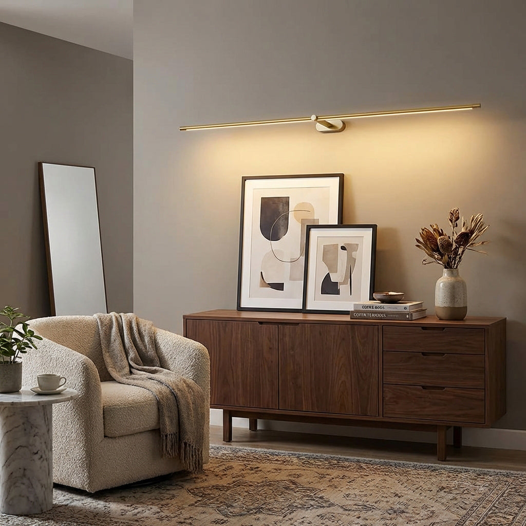 Rechargeable LED Picture Light 27 Inch Gold, Battery Operated Cordless Art Display Sconce, Dimmable Accent Lighting for Hallway Bedroom | Lonoma