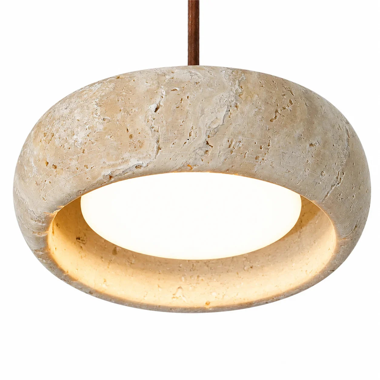 Suspension en Travertine Crème Naturel Style Wabi Sabi pour Salle à Manger Chambre Éclairage Doux Minimaliste | Koossa