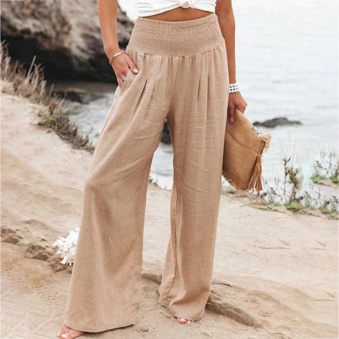 Women's Elasticated Wide-Leg Summer Trousers — Comfortable Casual Trousers for Warm Weather & Everyday Wear | Koossa