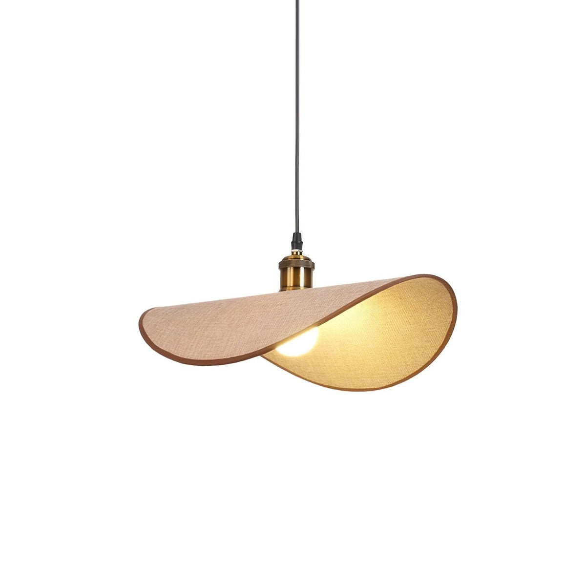 Hanging Ceiling Light with Linen Drum Shade and Wood Accent for Dining Room Kitchen Island Bedroom Modern Farmhouse Fixture | Lonoma