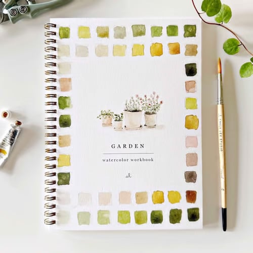 Watercolor Painting Workbook for Beginners, Step-by-Step Guided Lessons with Pre-Drawn Outlines, Spiral-Bound Art Book for Adults & Kids | Lonoma