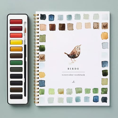 Watercolor Painting Workbook for Beginners, Step-by-Step Guided Lessons with Pre-Drawn Outlines, Spiral-Bound Art Book for Adults & Kids | Lonoma
