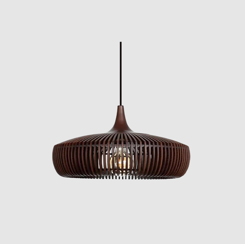 Suspension en bois massif style Japandi 43 cm luminaire naturel ambiance chaleureuse salon salle à manger chambre zen | Koossa