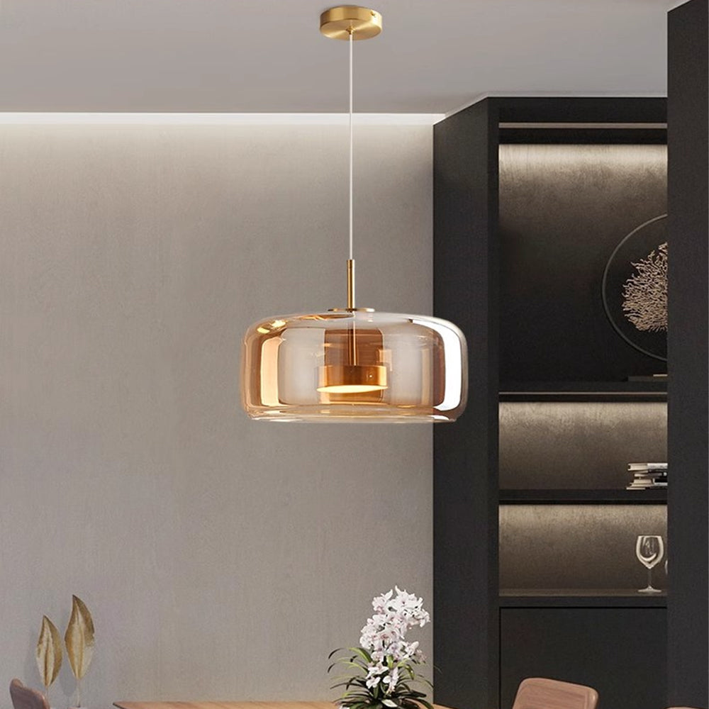 Suspension en verre fumé dôme vintage minimaliste LED pour cuisine salle à manger loft style industriel | Koossa