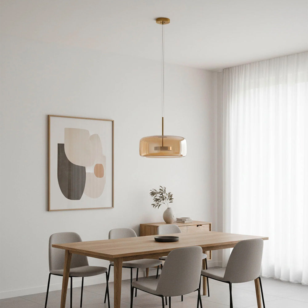 Suspension en verre fumé dôme vintage minimaliste LED pour cuisine salle à manger loft style industriel | Koossa