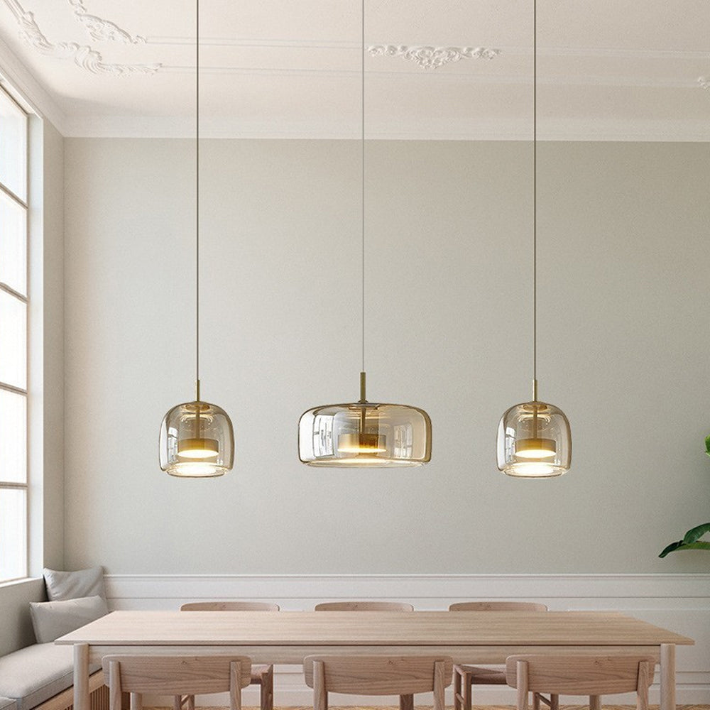 Suspension en verre fumé dôme vintage minimaliste LED pour cuisine salle à manger loft style industriel | Koossa