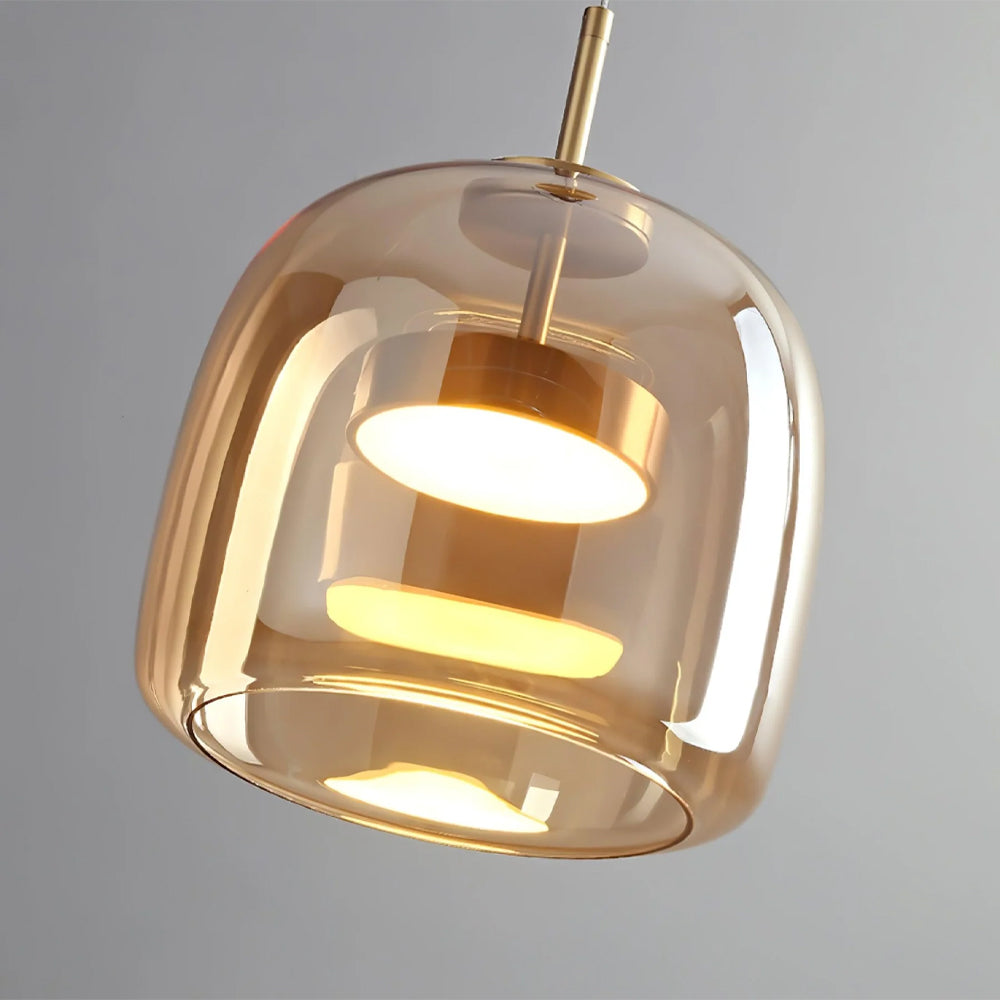 Suspension en verre fumé dôme vintage minimaliste LED pour cuisine salle à manger loft style industriel | Koossa