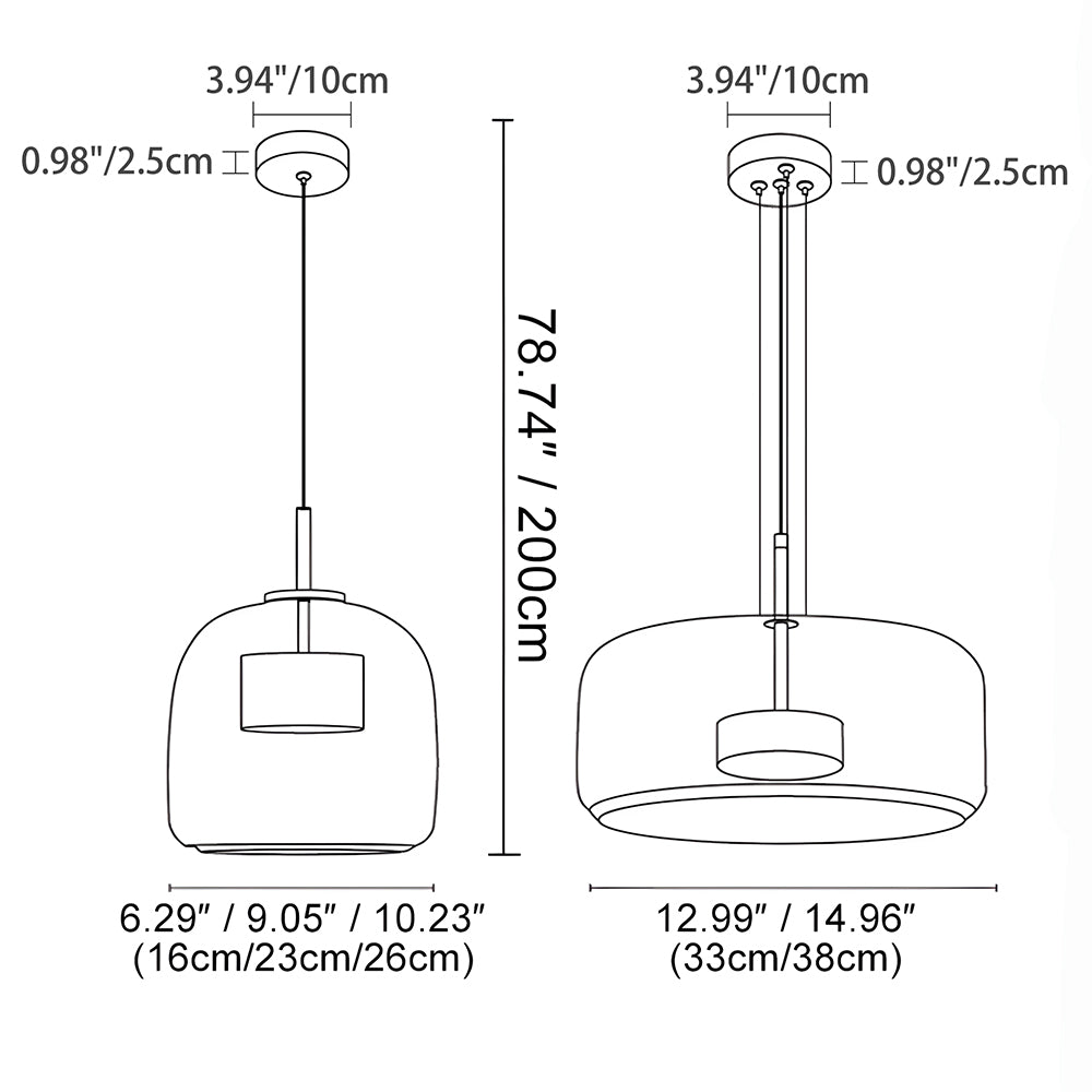 Suspension en verre fumé dôme vintage minimaliste LED pour cuisine salle à manger loft style industriel | Koossa