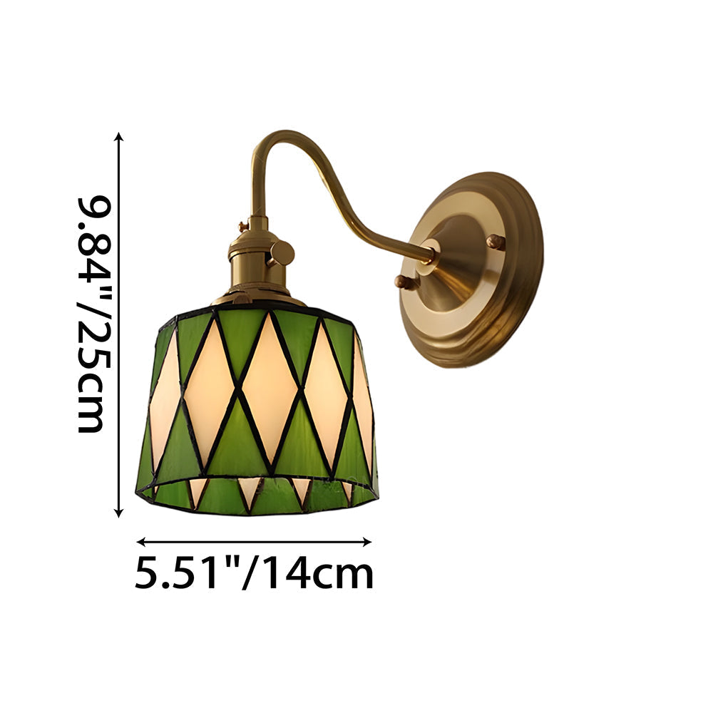 Applique murale Art déco en verre coloré et cuivre culot E27 pour entrée bureau salon ambiance chaleureuse | Koossa