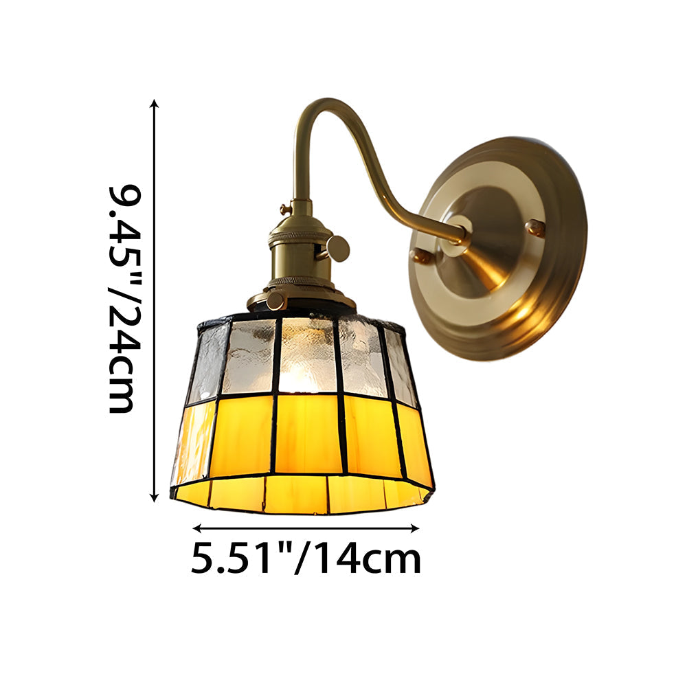 Applique murale Art déco en verre coloré et cuivre culot E27 pour entrée bureau salon ambiance chaleureuse | Koossa