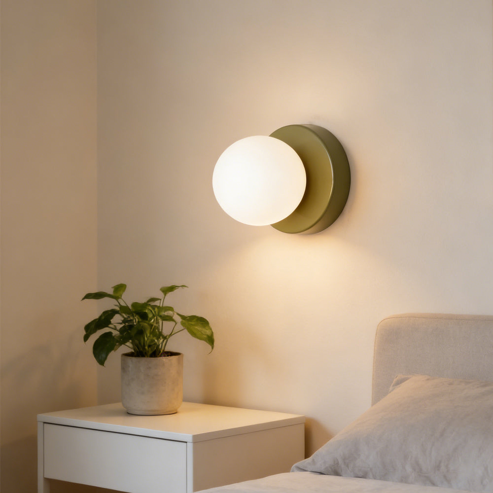 Glass Dome Wall Sconce 4.7 in Tall Metal Indoor Wall Light – Hallway, Bedroom & Entryway Accent Lighting, E26 Base, Rust-Resistant | Lonoma