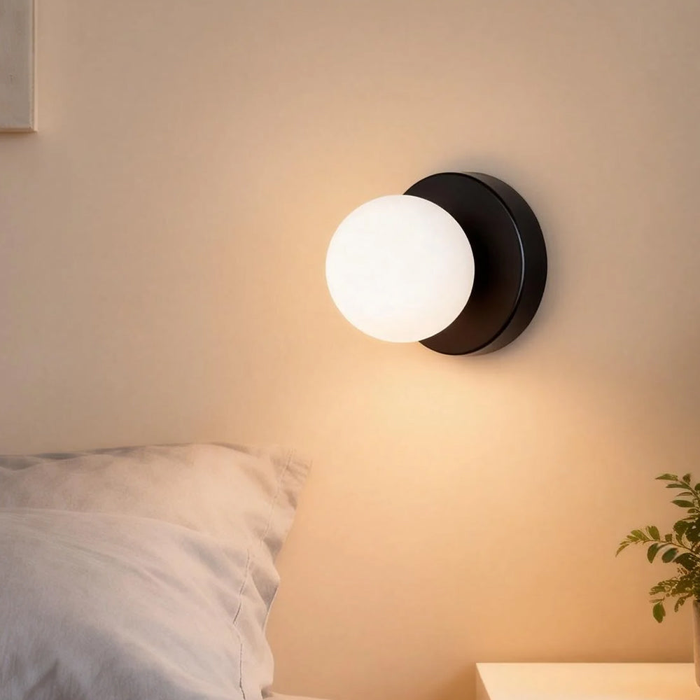 Glass Dome Wall Sconce 4.7 in Tall Metal Indoor Wall Light – Hallway, Bedroom & Entryway Accent Lighting, E26 Base, Rust-Resistant | Lonoma