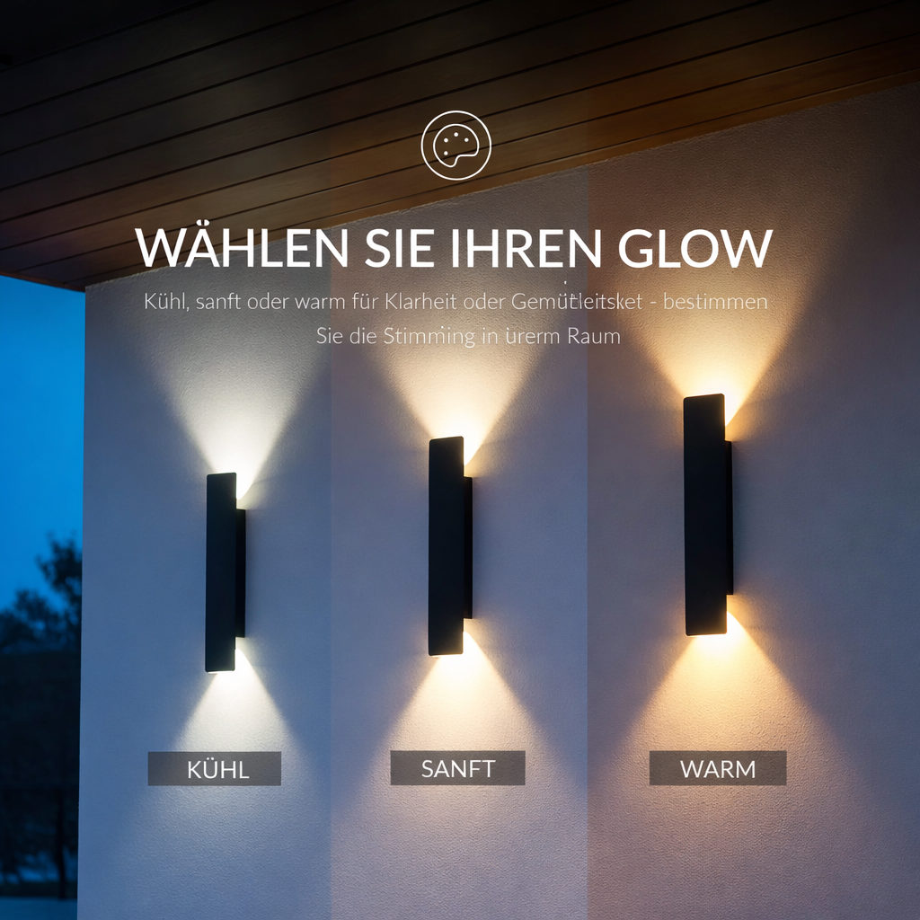 Applique murale LED extérieure IP65 aluminium noir éclairage bidirectionnel blanc chaud façade terrasse | Koossa