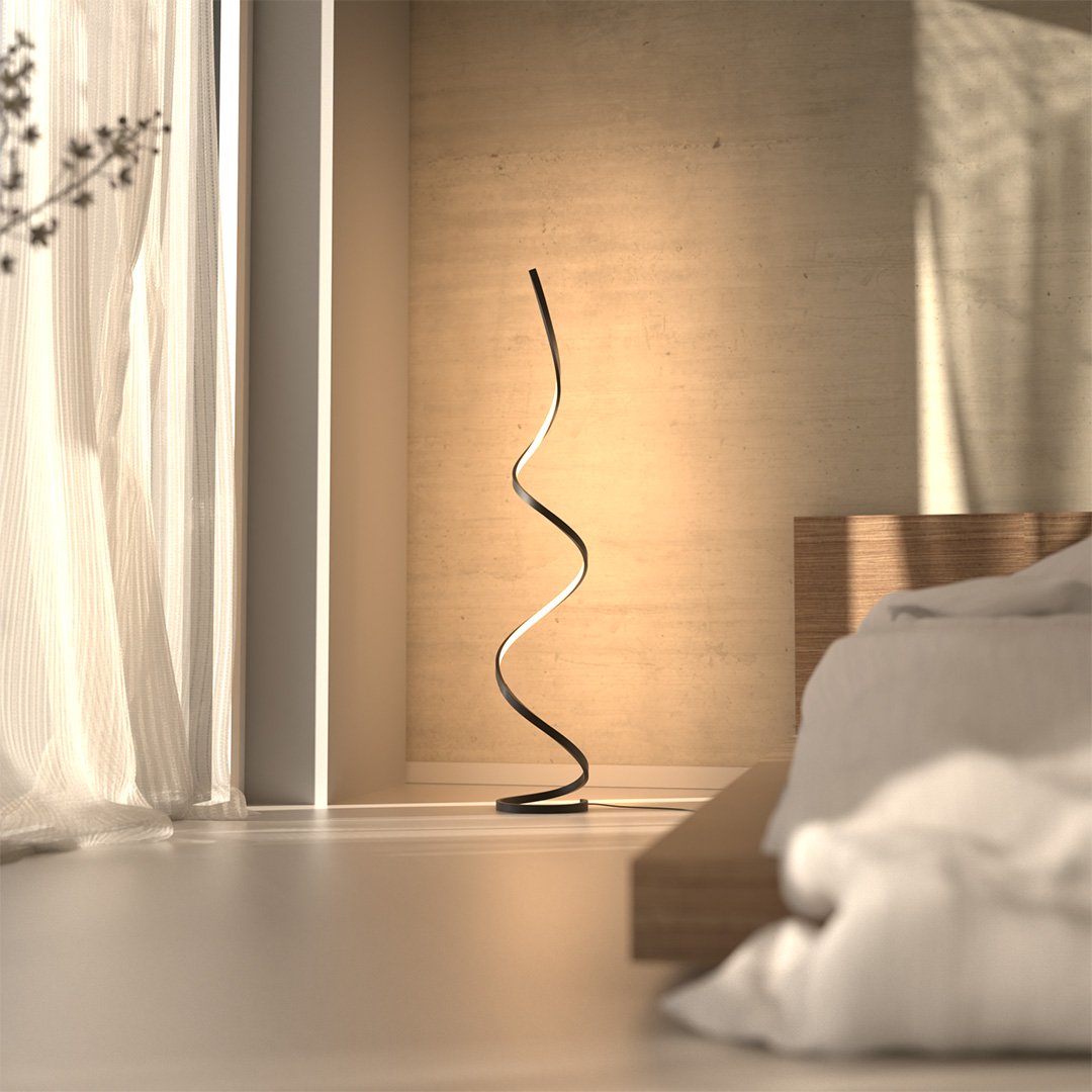 Lampadaire LED à spirale dimmable moderne minimaliste design épuré luminaire contemporain pour salon et séjour | Koossa
