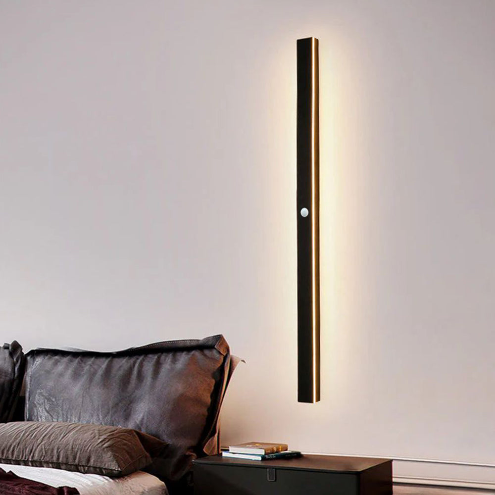 Applique murale LED extérieure verticale noire aluminium IP65 30–200 cm façade jardin allée éclairage moderne | Koossa
