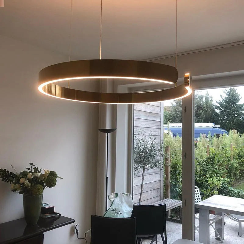Modern LED Ring Pendant Light — Dimmable Circle Hanging Ceiling Fixture for Dining Room Kitchen Island Bedroom Living Room Contemporary | Lonoma